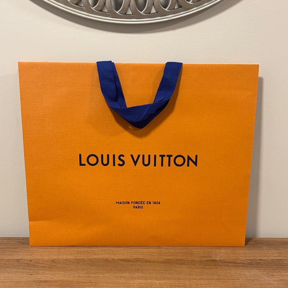 Louis Vuitton Shopping Tote Bag, Large, orange and blue handles NEW